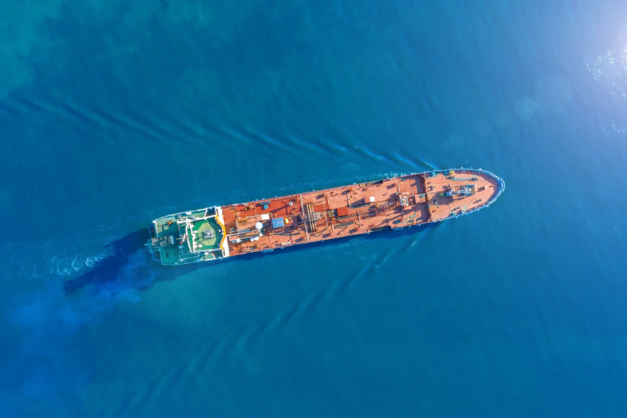 Fleet of tankers at sea